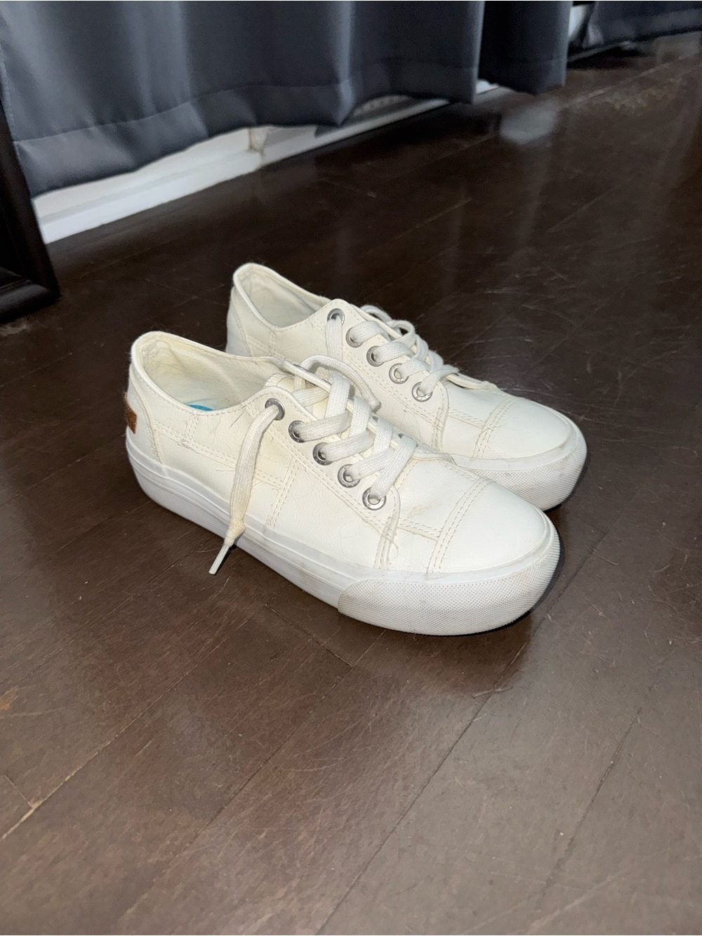 Women White Low-Top Canvas Platform Sneakers